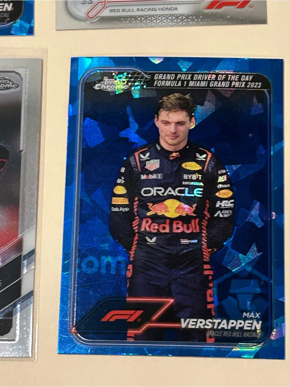Max Verstappen Red Bull Racing Blue Holographic Trading Card - Formula 1